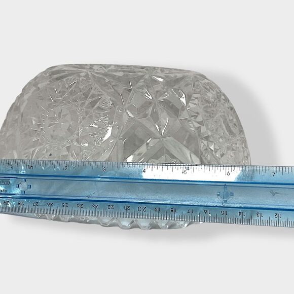 VTG ABP Unmarked Cut Glass Crystal Fruit Bowl Sawtooth Edge Starts 6.5” Heavy - Picture 9 of 16